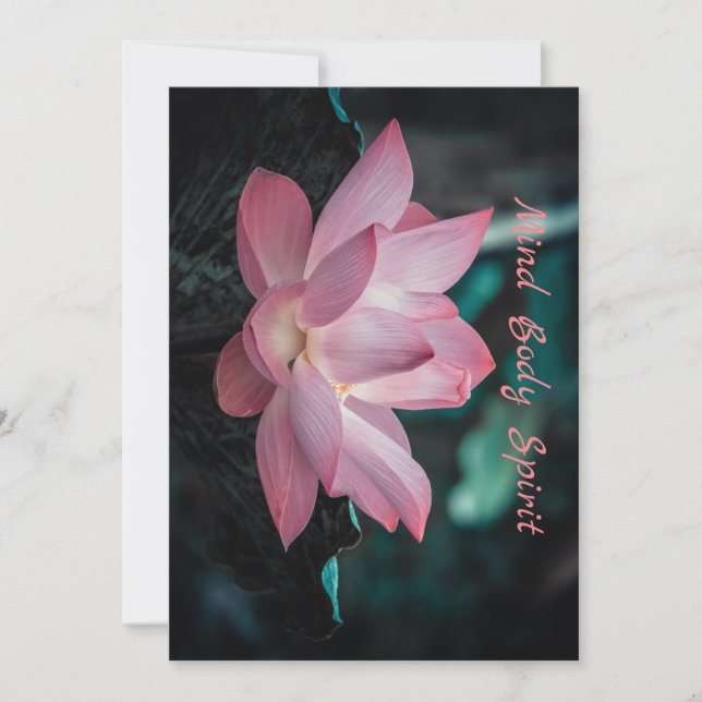 Personalised Mind Body Spirit Lotus Flower Pillow Invitation (Front)