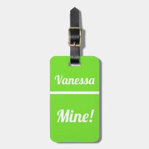 Personalised Mine Funny Neon Green Luggage Tag