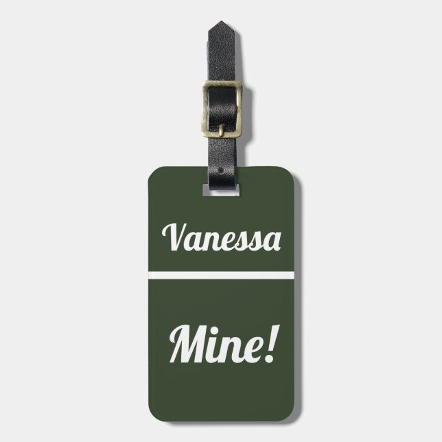 Personalised Mine | Funny Olive Green Luggage Tag (Front Vertical)