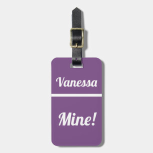 Personalised Mine Funny Purple Luggage Tag
