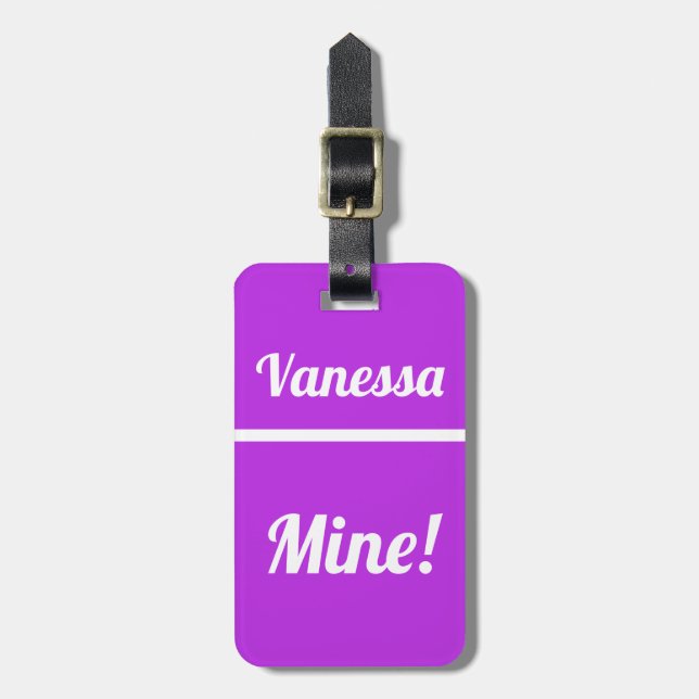 Personalised Mine | Funny Purple Luggage Tag (Front Vertical)