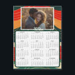 Personalised Mini 2025 Calendar | Family Photo<br><div class="desc">A cute little 2025 mini calendar to stick on your frig! Add your family photo and edit the text to put a holiday greeting in the personalise area. Background is modern abstract orange,  deep green and fall colours.</div>