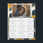 Personalised Mini 2025 Calendar | Family Photo<br><div class="desc">A cute little 2025 mini calendar to stick on your frig! Add your family photo and edit the text to put a holiday greeting in the personalise area. Background is modern abstract dark blue,  gold.</div>