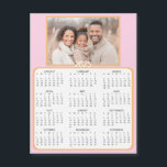 Personalised Mini 2025 Calendar | Family Photo<br><div class="desc">A cute little 2025 mini calendar to stick on your frig! Add your family photo and edit the text to put a holiday greeting in the personalise area. Background is pretty pink and gold.</div>