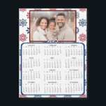 Personalised Mini 2025 Calendar | Family Photo<br><div class="desc">A cute little 2025 mini calendar to stick on your frig! Add your family photo and edit the text to put a holiday greeting in the personalise area. Background is burgundy and dark blue snowflakes.</div>