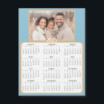 Personalised Mini 2025 Calendar | Family Photo<br><div class="desc">A cute little 2025 mini calendar to stick on your frig! Add your family photo and edit the text to put a holiday greeting in the personalise area. Background is pretty blue and gold.</div>