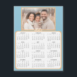 Personalised Mini 2025 Calendar | Family Photo<br><div class="desc">A cute little 2025 mini calendar to stick on your frig! Add your family photo and edit the text to put a holiday greeting in the personalise area. Background is pretty blue and gold.</div>