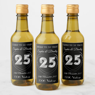 Personalised Mini 25th Wedding Anniversary Wine Label