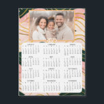 Personalised Mini Calendar | Family Photo Pink<br><div class="desc">A cute little mini calendar to stick on your frig! Add your family photo and edit the text to put a holiday greeting in the personalise area. Background is pretty pink,  gold and black.</div>