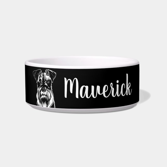 Personalised Mini Schnauzer Dog Lover Custom Name Bowl (Front)