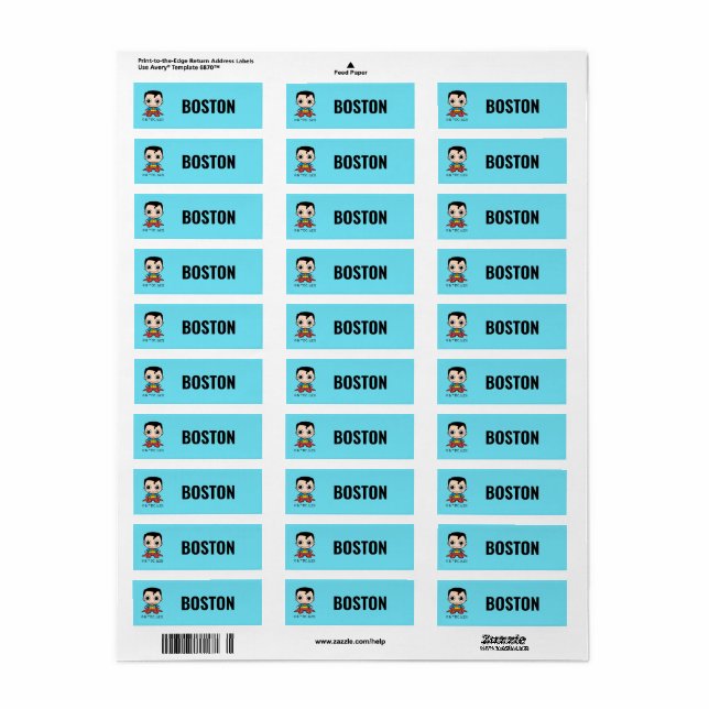 Personalised Mini Superman Kids' Labels (Full Sheet)