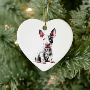 Personalised Miniature Bull Terrier Puppy Ceramic Tree Decoration