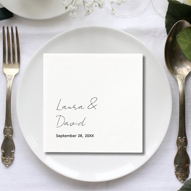 Personalised Minimal and Chic Wedding Paper Napkin (Creator Uploaded)