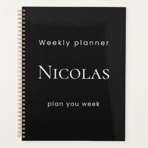 Personalised Minimal Black Weekly Planner