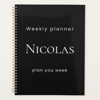 Personalised Minimal Black Weekly Planner