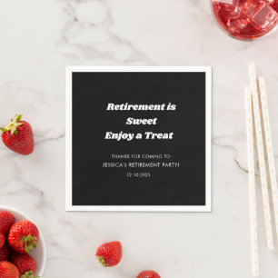 Personalised Minimal Black White Retirement party Napkin