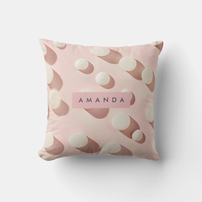 Personalised Minimal Blush Pink Circles Style Cushion (Front)