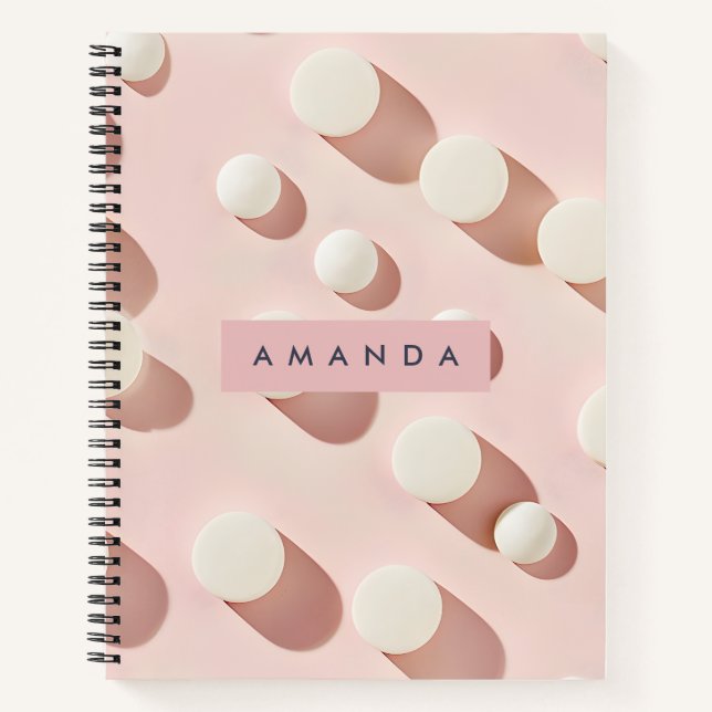 Personalised Minimal Blush Pink Circles Style Notebook (Front)