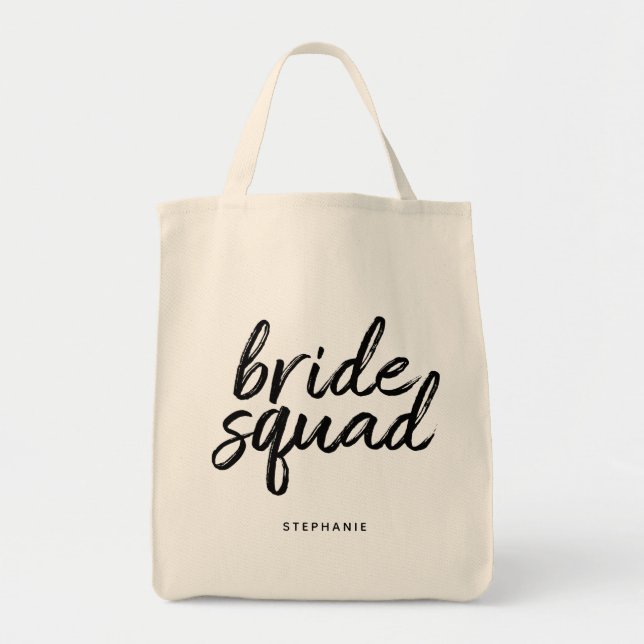 Personalised Minimal Bride Squad Tote Bag (Front)