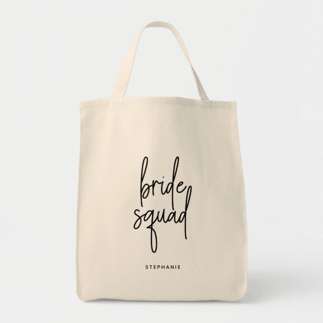 Personalised Minimal Bride Squad Tote Bag (Front)
