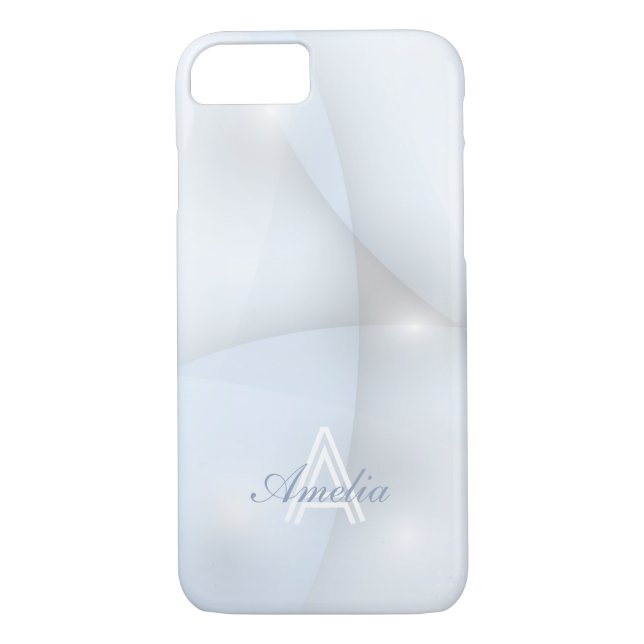 Personalised Minimal Geometric Light Blue Monogram Case-Mate iPhone Case (Back)