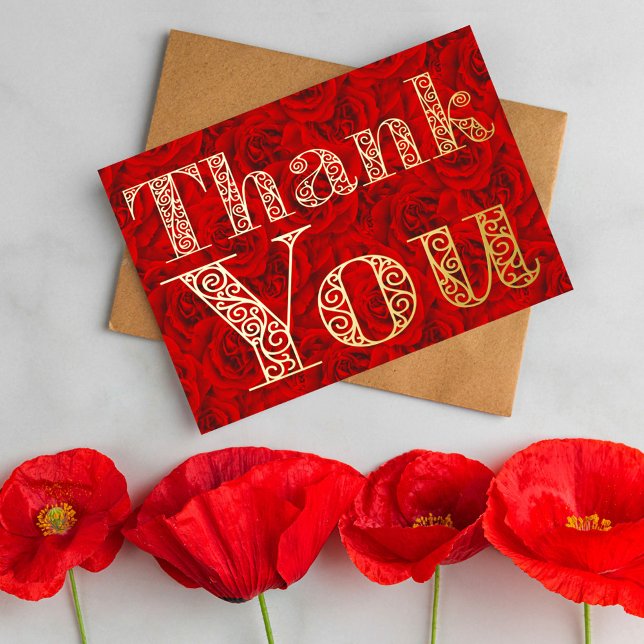 Personalised Minimal Modern Burgundy Red Thank You Foil Holiday Card (Creator Uploaded)