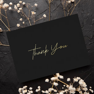 Personalised Minimal Modern Classy Black Thank You Foil Holiday Card
