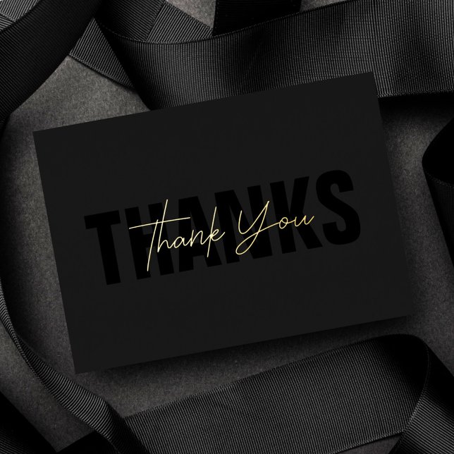 Personalised Minimal Modern Classy Black Thank You Foil Holiday Card (Creator Uploaded)