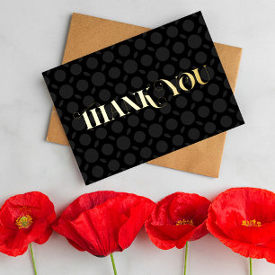 Personalised Minimal Modern Classy Black Thank You Foil Holiday Card
