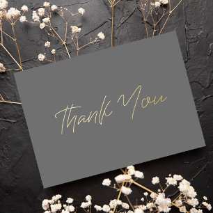 Personalised Minimal Modern Grey & Gold Thank You Foil Holiday Card