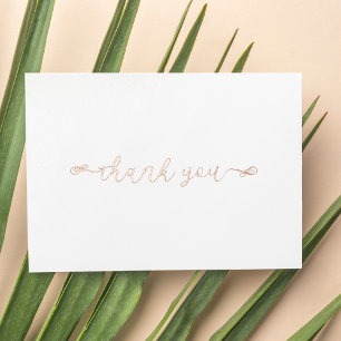 Personalised Minimal Modern Script White Thank You Foil Holiday Card