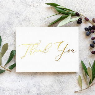 Personalised Minimal Modern Script White Thank You Foil Holiday Card