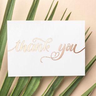 Personalised Minimal Modern Script White Thank You Foil Holiday Card