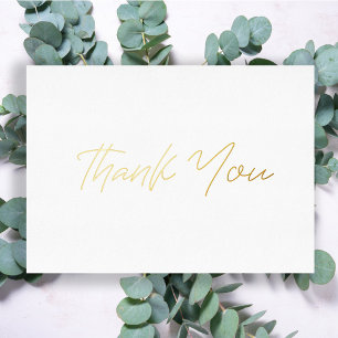 Personalised Minimal Modern Script White Thank You Foil Holiday Card