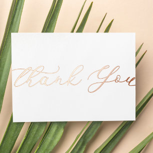Personalised Minimal Modern Script White Thank You Foil Holiday Card