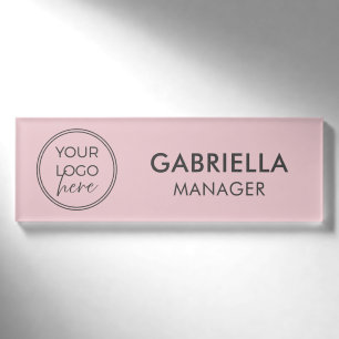 Personalised Minimal Pink Business Logo Name Tag
