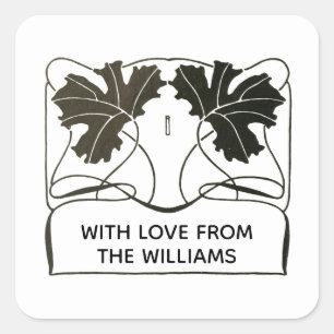 Personalised Minimal Simple Floral Bow Square Sticker