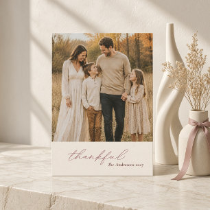 Personalised Minimal Thankful Thanksgiving Family Holiday Card