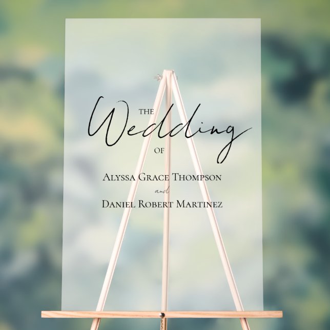 Personalised Minimal Wedding Welcome Frosted Acrylic Sign (Neutral)
