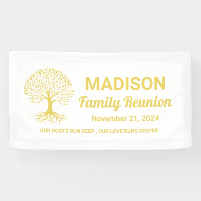 personalised minimal white family reunion banner (Horizontal)