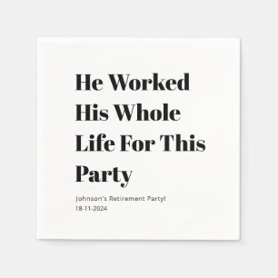 Personalised Minimal White Funny Retirement party  Napkin