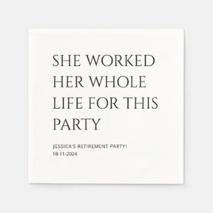 Personalised Minimal White Funny Retirement party  Napkin