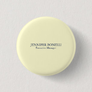 Personalised minimalist add your name cream colour 3 cm round badge