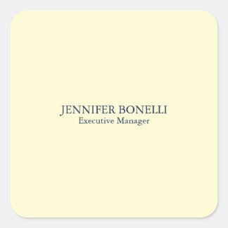 Personalised minimalist add your name cream colour square sticker