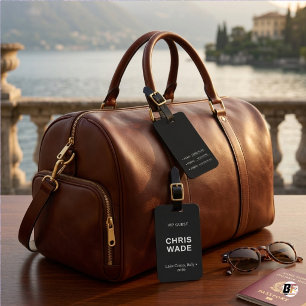 Personalised Minimalist Black VIP Guest Luggage Tag