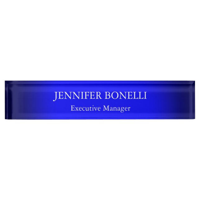 Personalised minimalist blue add your name nameplate (Front)