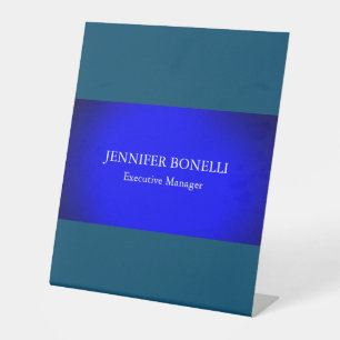 Personalised minimalist blue add your name pedestal sign