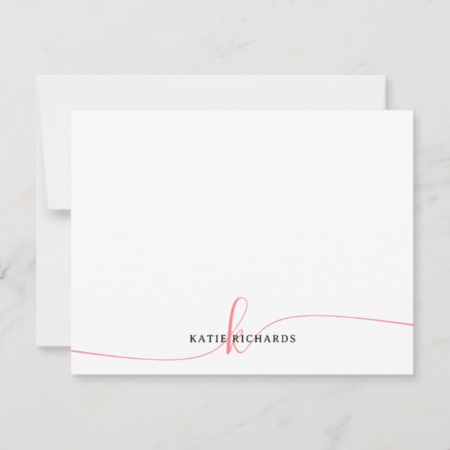 Personalised Minimalist Blush Pink Note Card (Front)