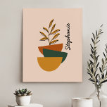 Personalised Minimalist Botanical Faux Canvas Print<br><div class="desc">Enhance your space with this personalised minimalist botanical canvas print, featuring abstract half circles in warm tones and a delicate plant motif. Perfect for adding a touch of natural elegance to any home or office, this customisable artwork makes a thoughtful gift or unique décor piece. Personalise with a name or...</div>