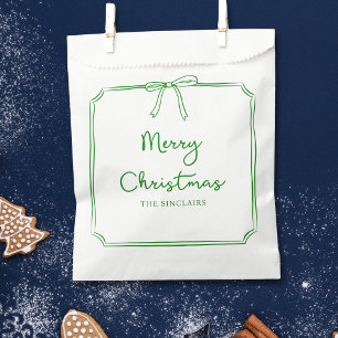 Personalised Minimalist Bow Design Christmas Party Favour Bags
